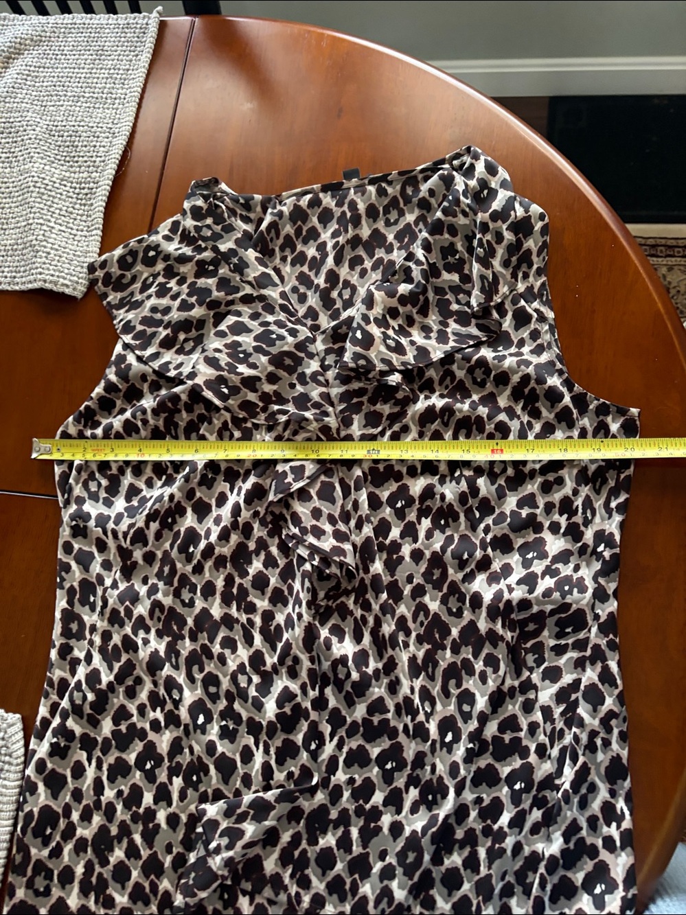 Ann Taylor Leopard Print Sleeveless Ruffle Camisole - Black & Tan - Picture 7 of 7